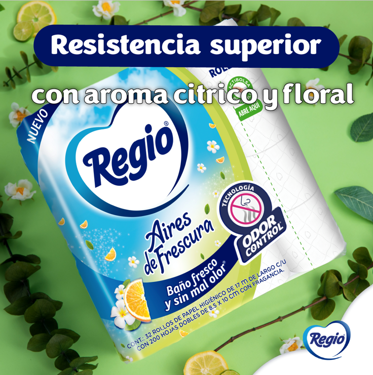 Regio Papel Higiénico Aires de Frescura 4 Rollos, 200 hojas