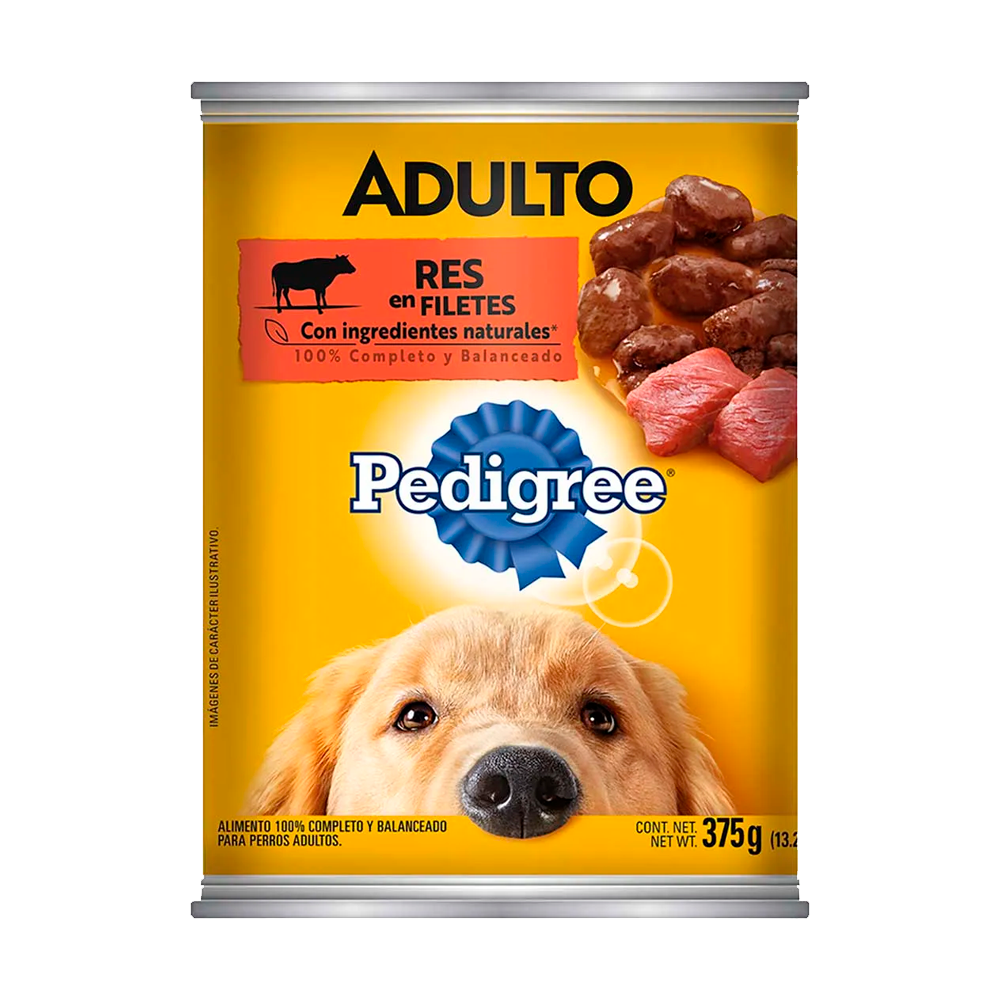 Pedigree Lata 375 gr Res Alimento Humedo Molido