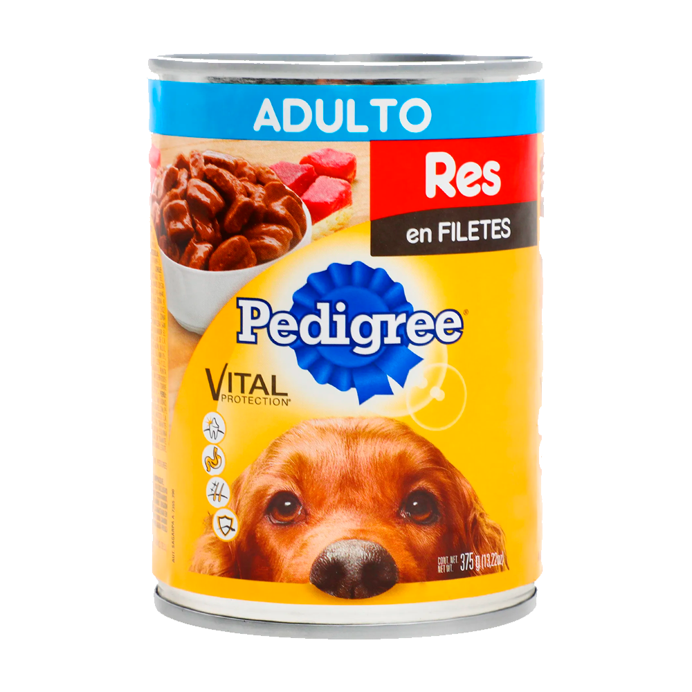 Pedigree Lata 375 gr Res Alimento Humedo en Trozo