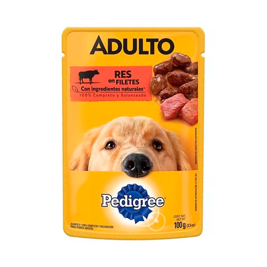 Pedigree Pouch 100 gr Res Alimento Humedo para Perro Adulto