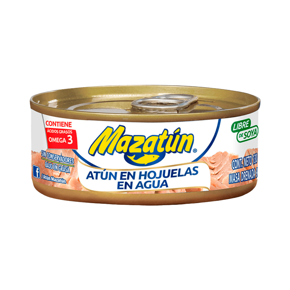 Atun Mazatun Agua 130 gr Libre de Soya
