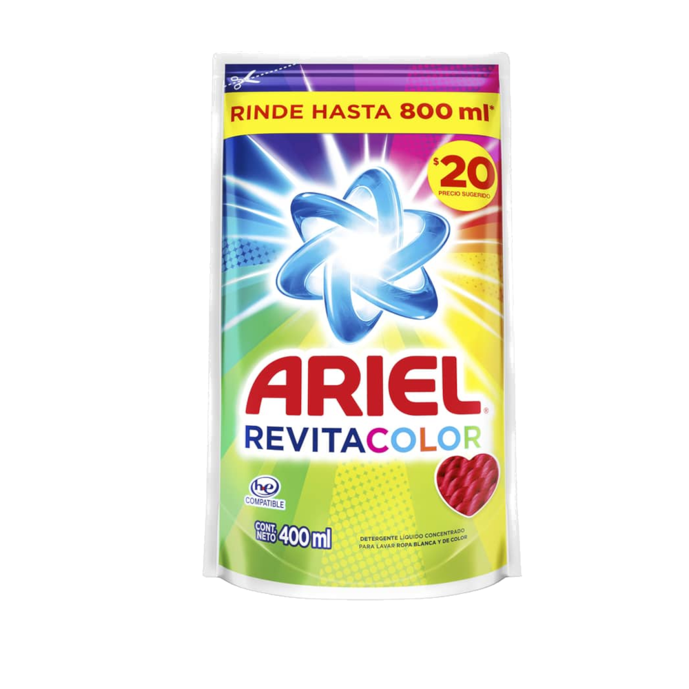 DET. ARIEL LIQ. REVITACOLOR (DOYPACK) 400