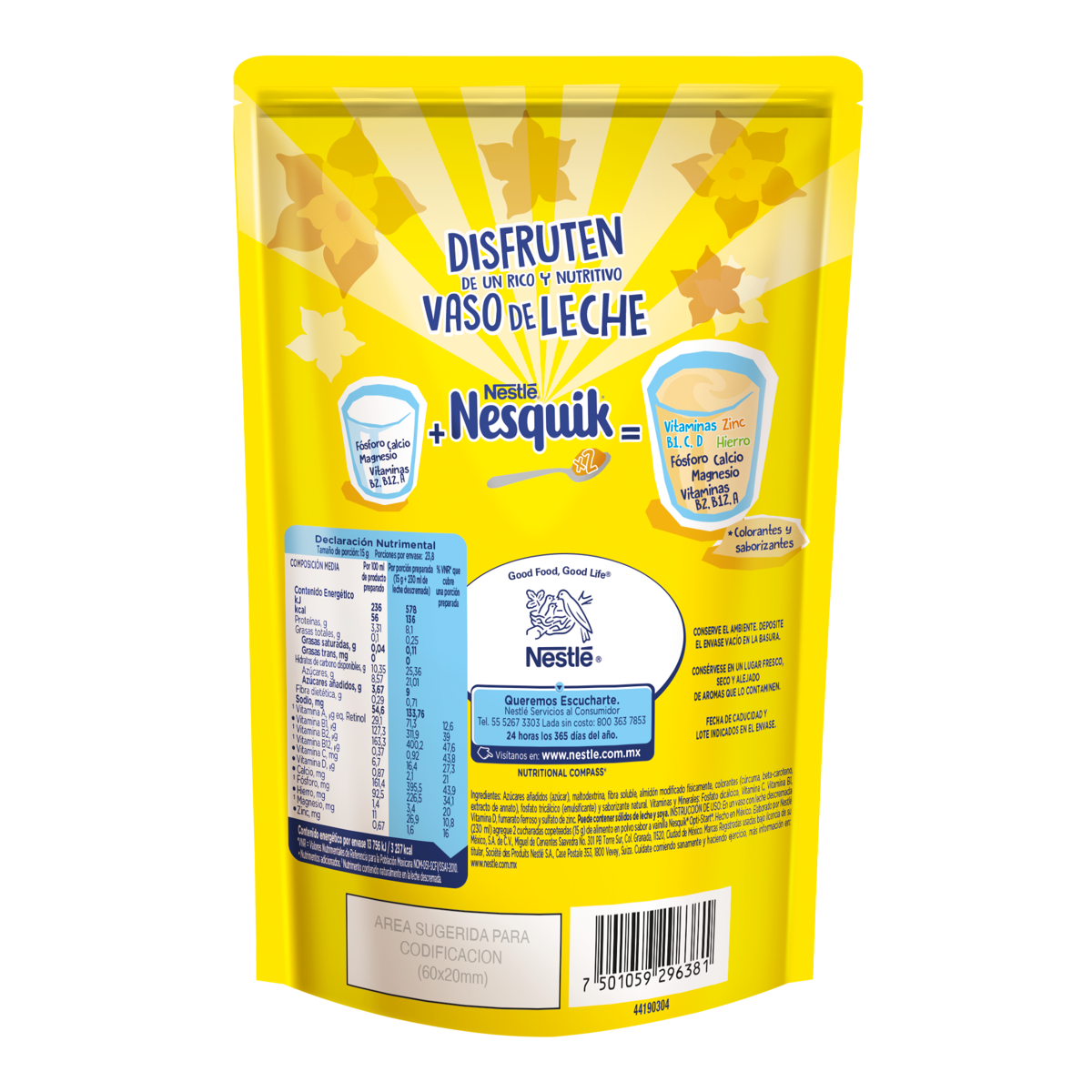 Alimento en Polvo Nesquik Sabor Vainilla 357g