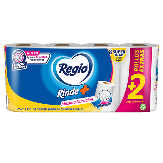 Papel Higienico Regio Rinde +  6+2 Super Rollos