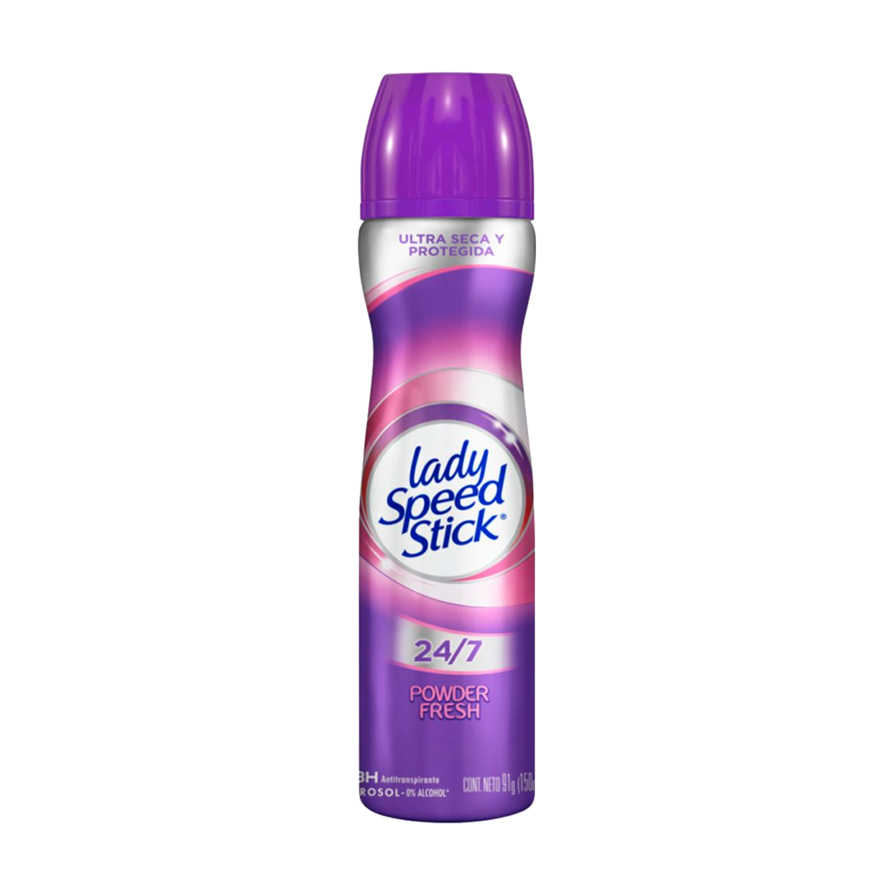 Antitranspirante Lady Speed Stick 24/7 Powder Fresh en Aerosol de 91 g