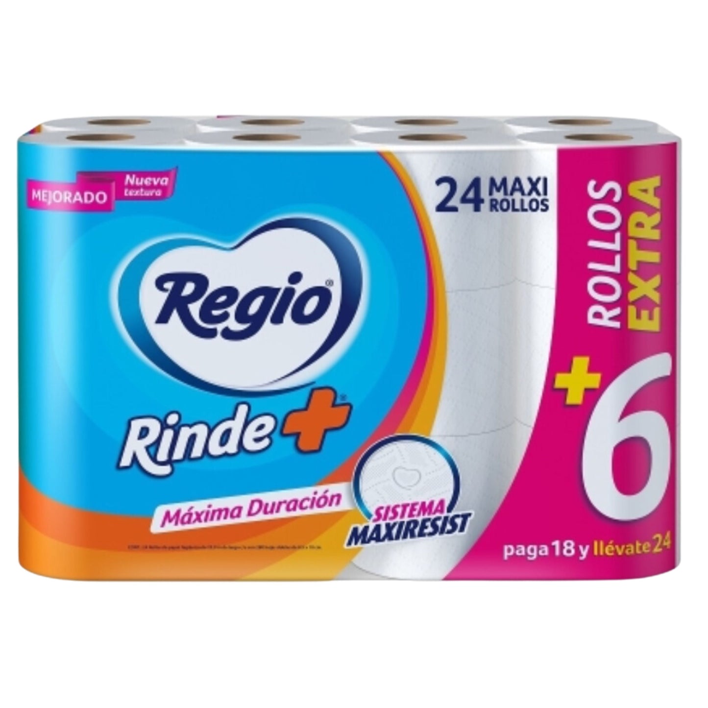 Papel higienico 280 hojas rinde mas regio 24 pz