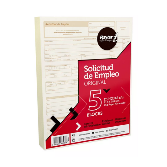 PAP. BLOCKS SOLICITUD EMPLEO 25 HJS 5 PACK