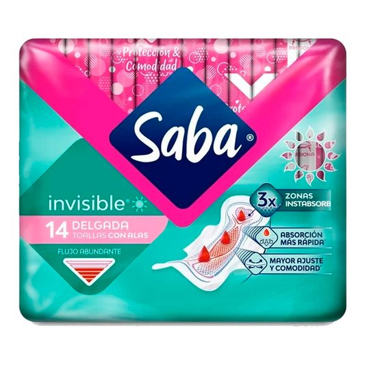 Toallas Femeninas Saba Invisible Buenos Días Delgada con Alas 12 piezas