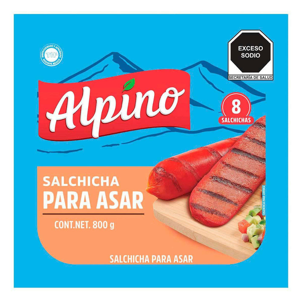 SALCHICHA ALPINO P/ASAR PQTE 800