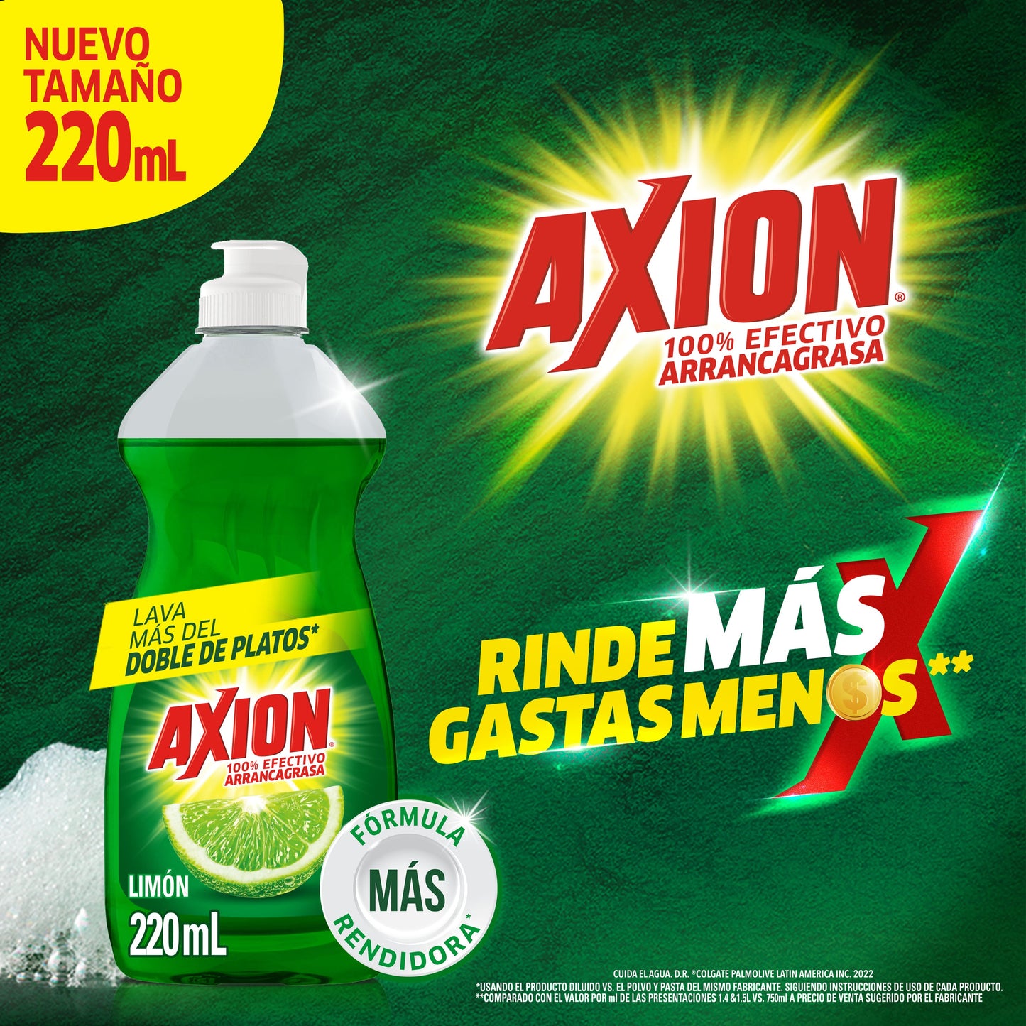 Detergente Lavatrastes Líquido Axion Limón de 220 ml