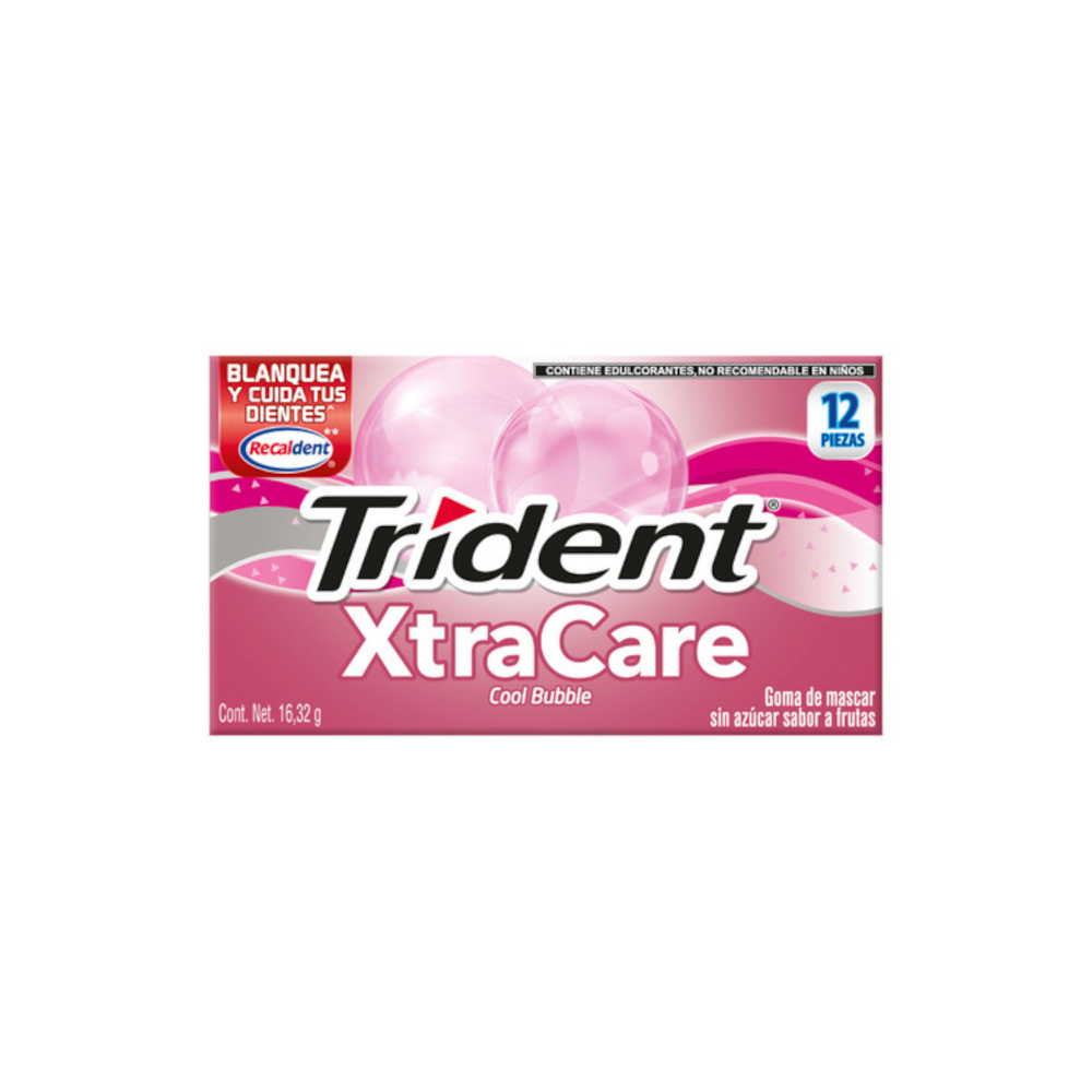 D CHICLE TRIDENT XTRACARE COOL BUBBLE