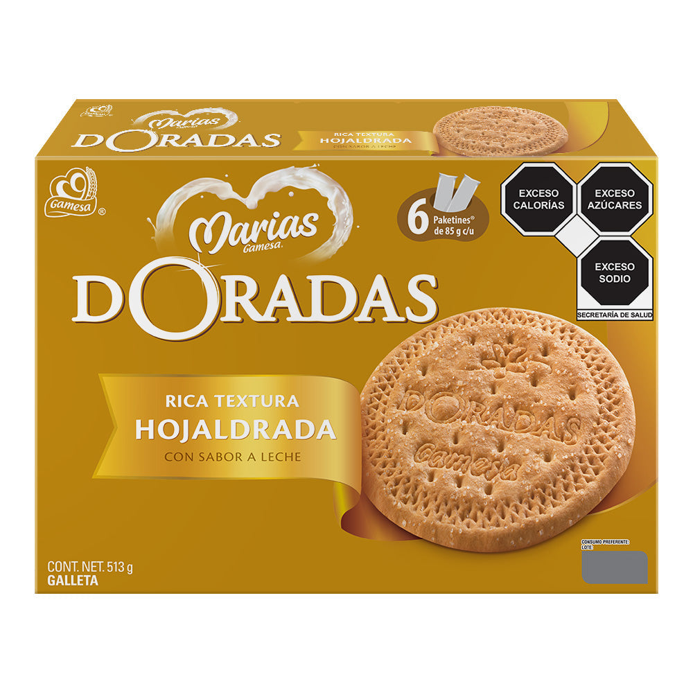 Galletas Gamesa Marías Doradas Leche 6 rollos de 85 g c/u