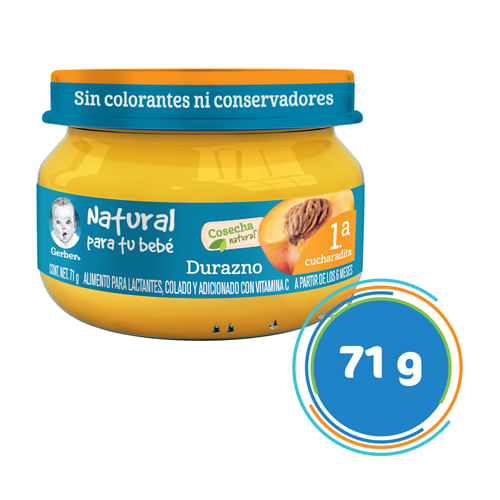 Papilla Gerber Cosecha Natural Etapa 1 Durazno 71g