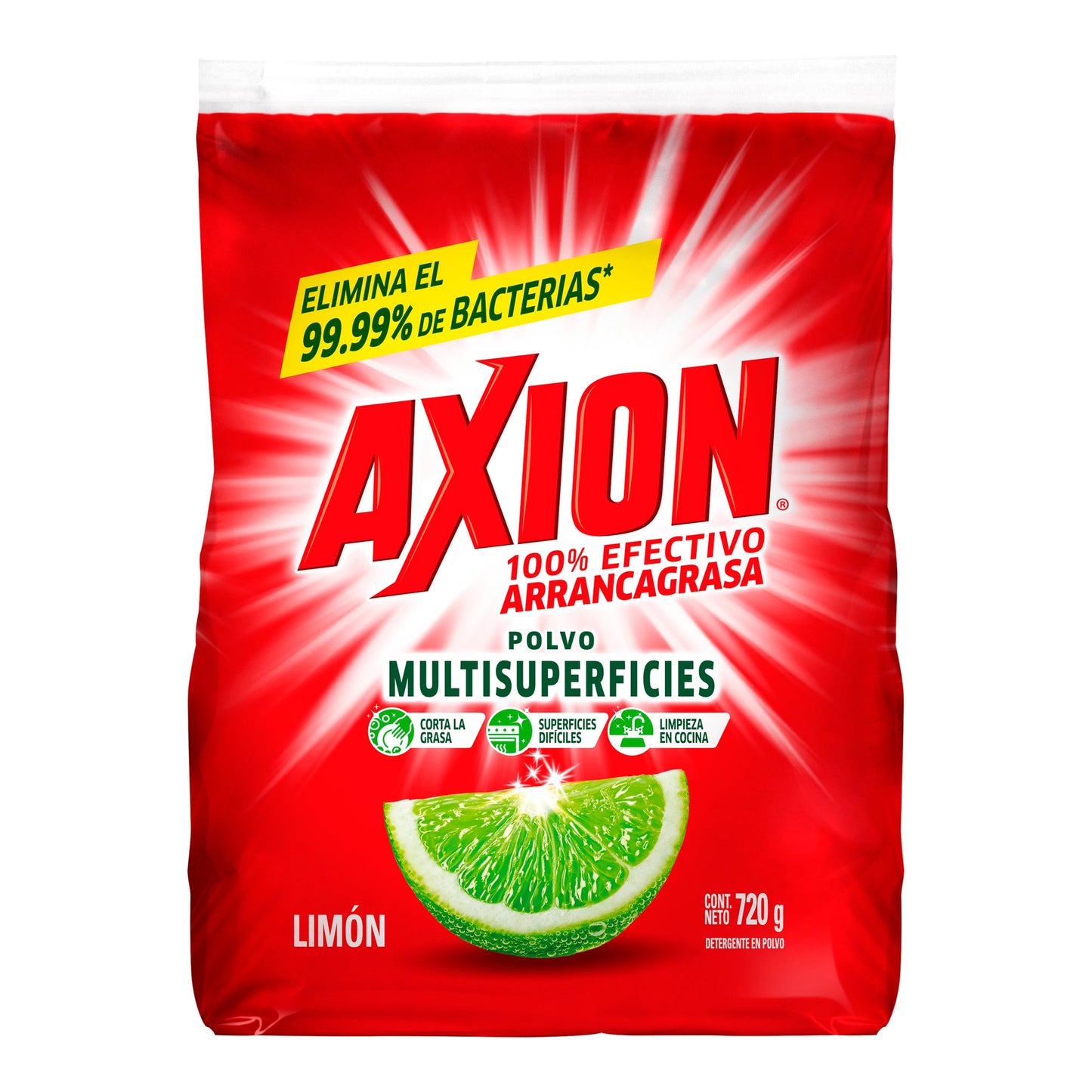 Lavatrastes en Polvo Axion Multisuperficies Limón, 720 gr